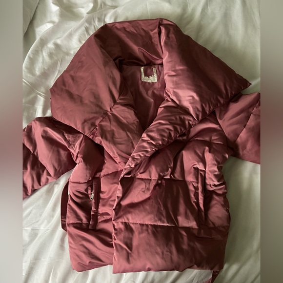 Puffer Pink Belted Jacket Coat extremely puffy - Picture 4 of 5